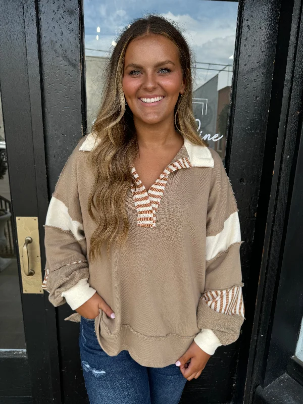 Tan & cream pullover