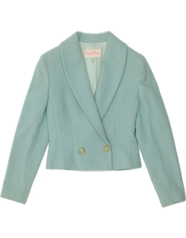 BYBLOS Womens Double Breasted Blazer Jacket IT 40 Small Blue Wool