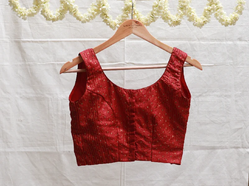 Wine red, Karnataka silk, Hand embroidery blouse