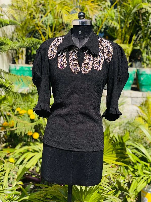 Black Embroidered Top