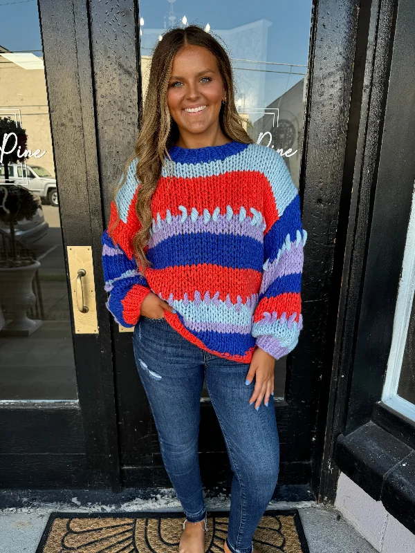 Blue, red, & purple chunky sweater