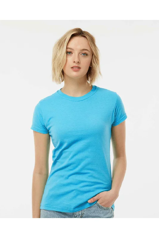 Tultex Womens Fine Jersey Slim Fit Short Sleeve Crewneck T-Shirt - Aqua Blue