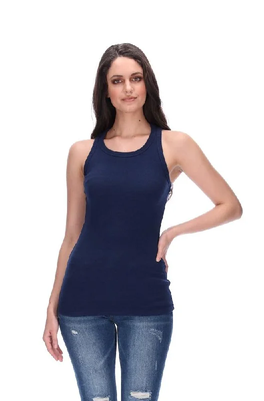 Charise Ribbed Tank Navy