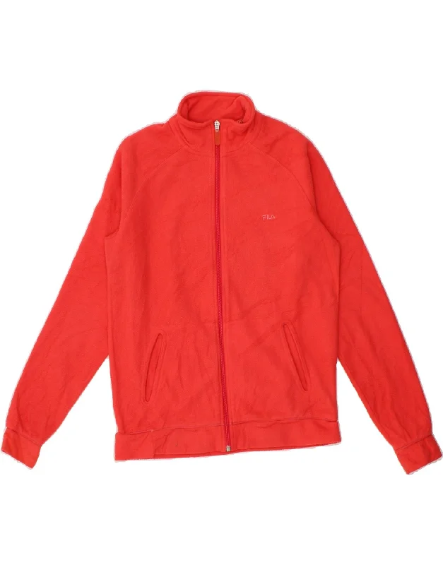 FILA Womens Fleece Jacket UK 14 Medium Red Polyester