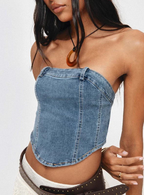 Alexian Strapless Top Denim