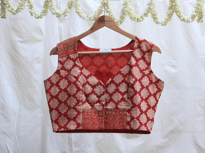 Barn red, cotton, Hand embroidery blouse