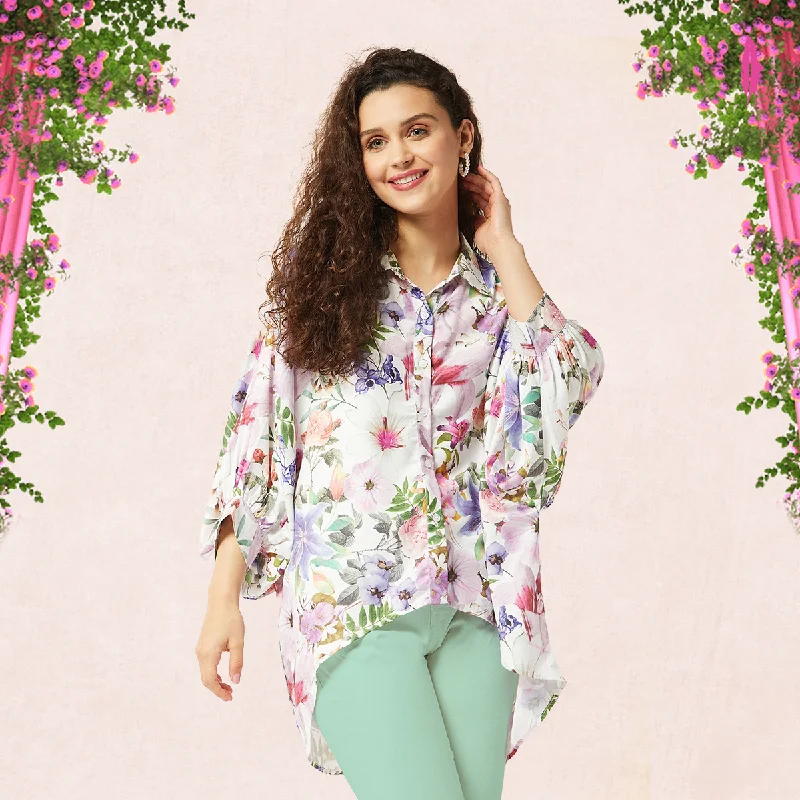 Loose Fit Floral Printed Shirt Top