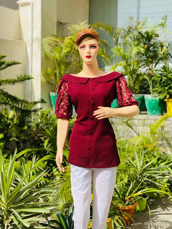 Maroon Solid Designer Top