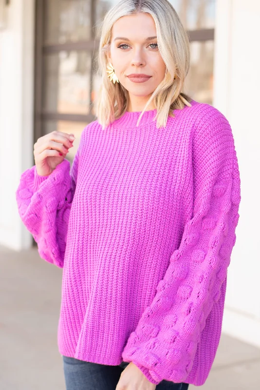 Ins and Outs of Love Orchid Purple Chunky Knit Sweater