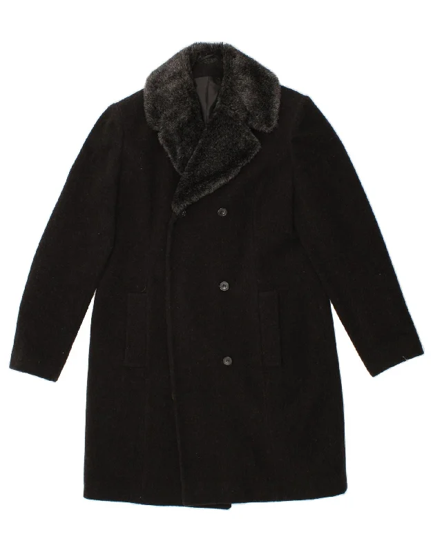 CLASSICS Womens Overcoat UK 12 Medium  Black Wool