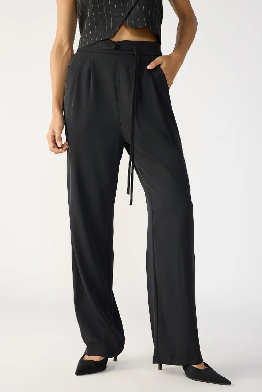 Caviar Black Knotted Waist Korean Pants