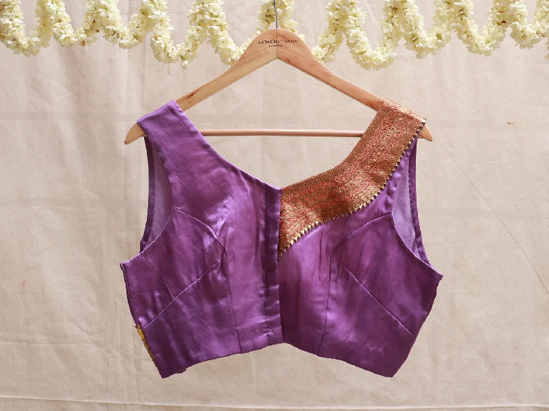 Mauve modal silk, Hand embroidery blouse