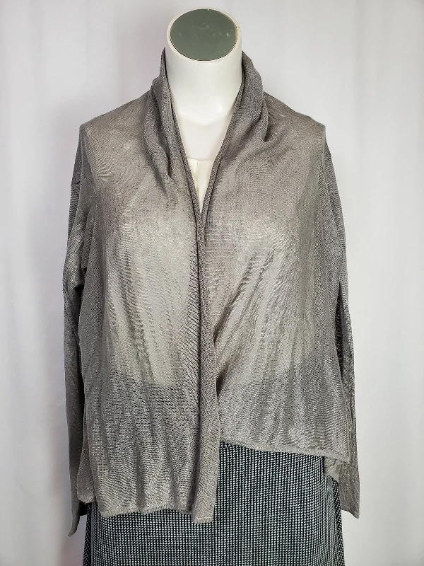 bryn Walker Size L Gray Knit Cardigan Sweater