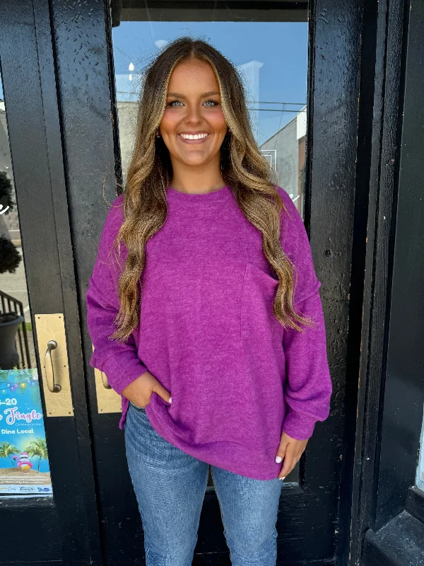 Plum fleece oversized sweater