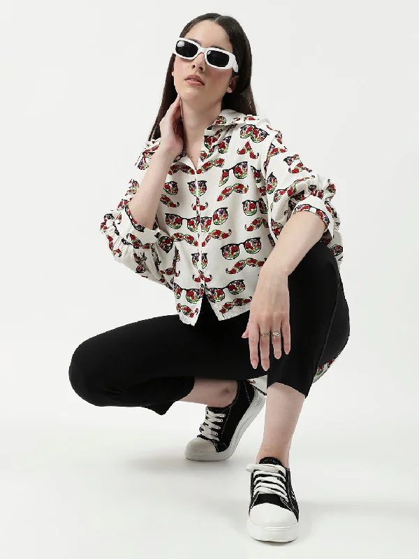 Spec Printed High-Low Shirt Top