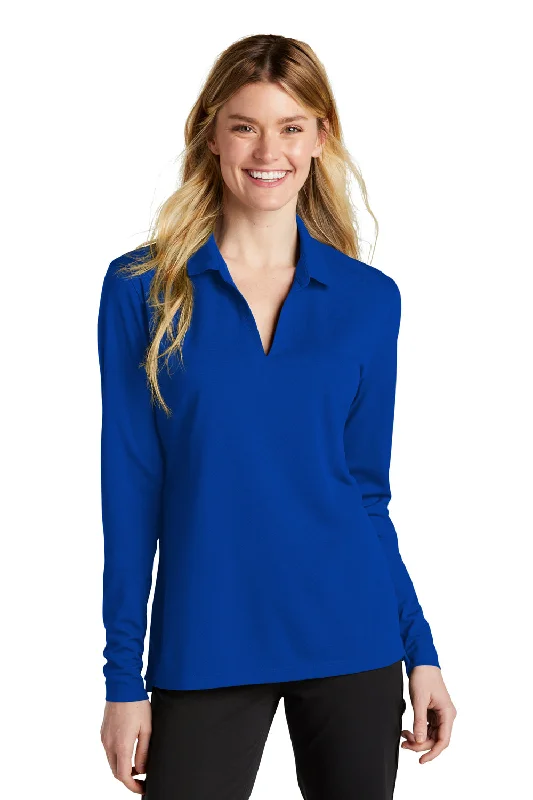 Nike Womens Dri-Fit Moisture Wicking Micro Pique 2.0 Long Sleeve Polo Shirt - Game Royal Blue