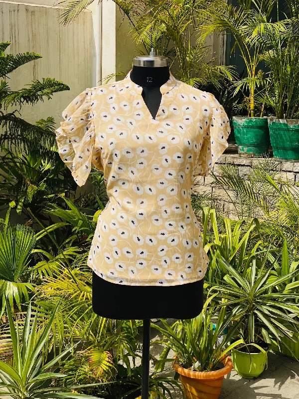 Beige Floral Schiffon Top