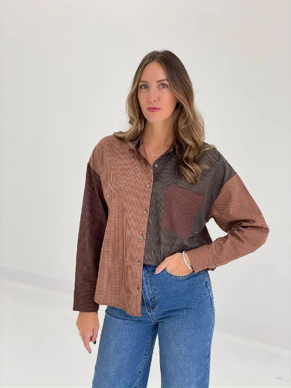 Autumn Plaid Top - Brown Multi